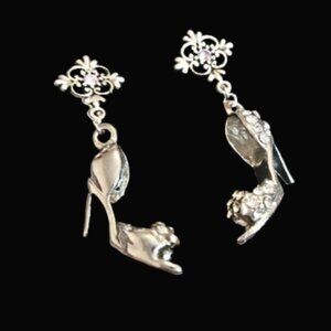 CZ Silver High Heel Earrings